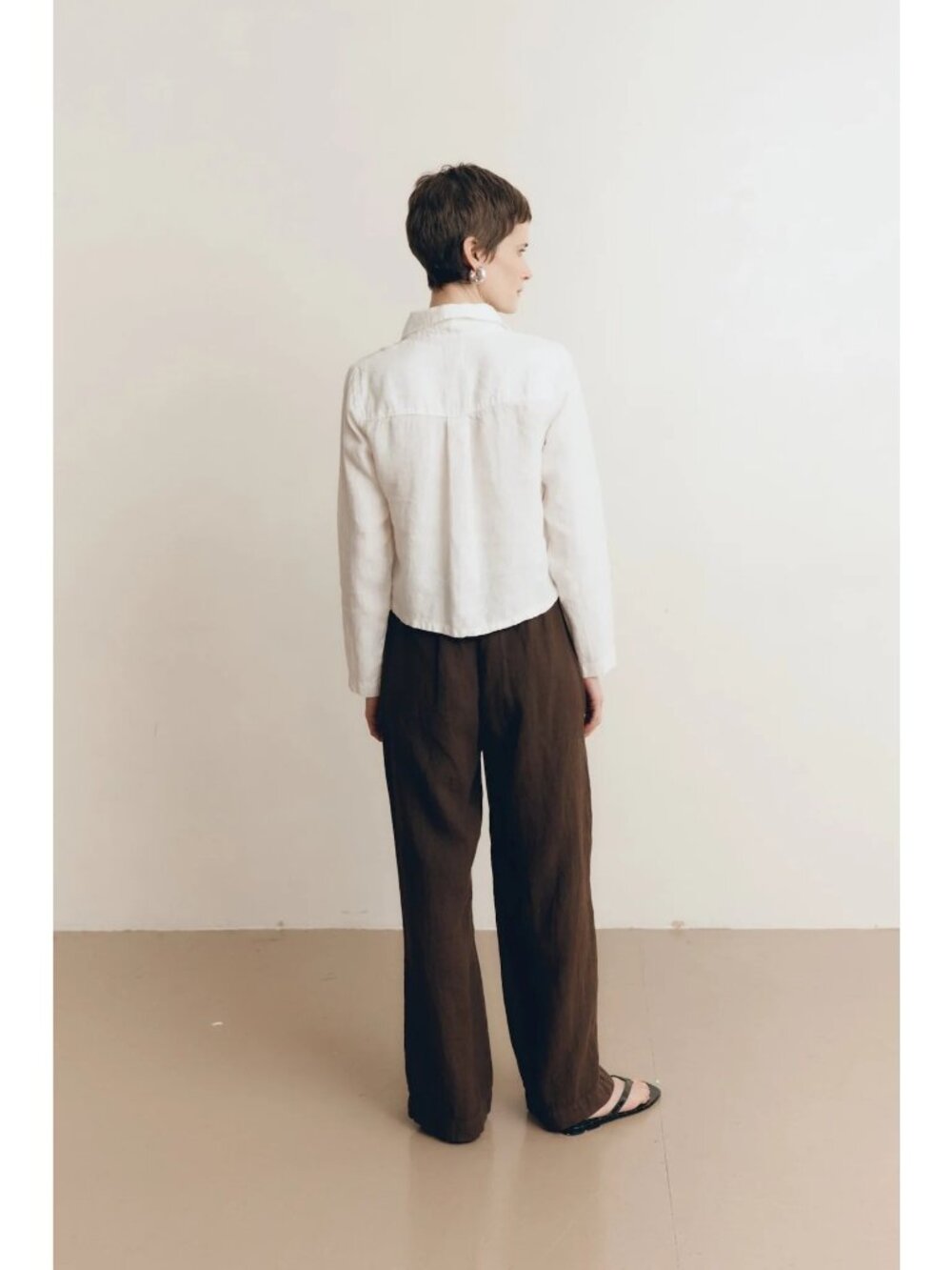 VIR VITA Marina Pleated Linen Trouser Sz S Chestnut - Picture 3 of 12